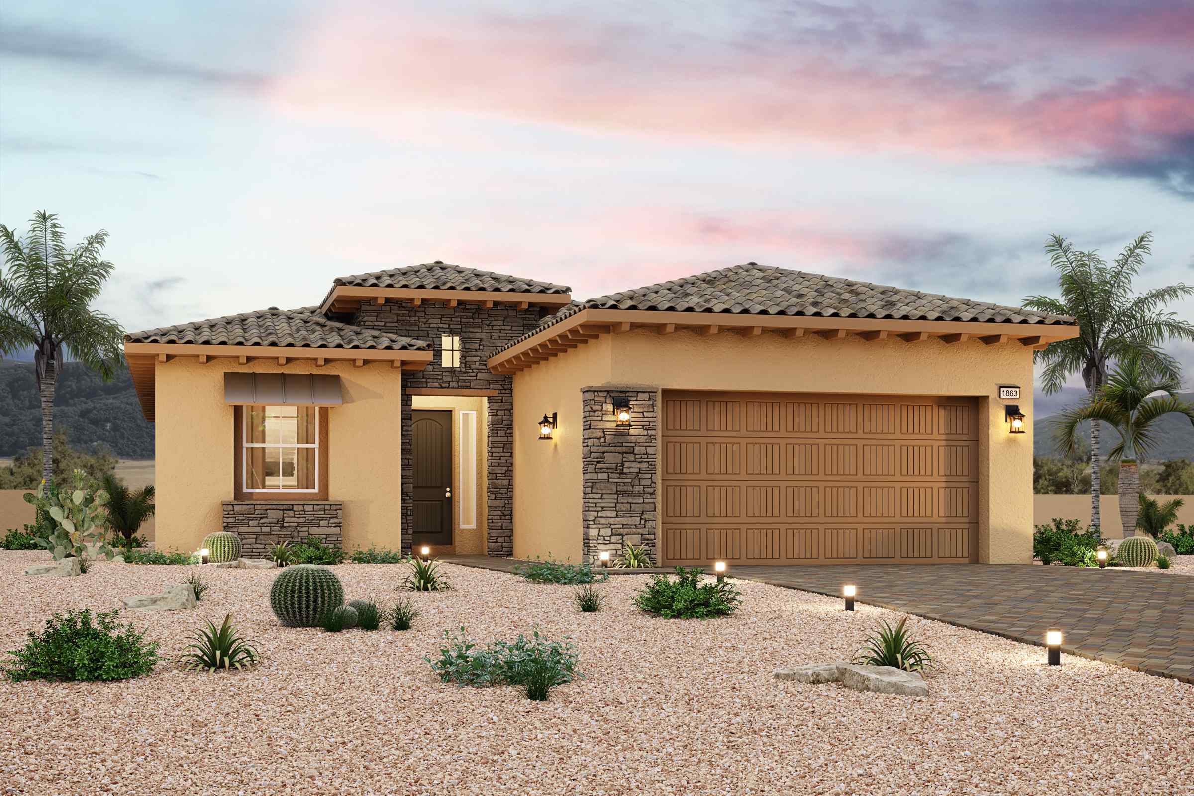 A house with a driveway.