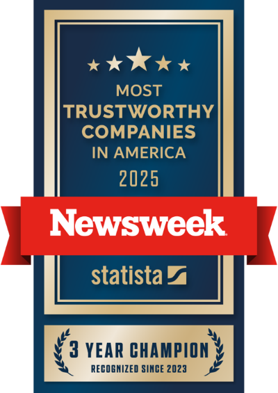 Newsweek/Statista Most Trustworthy Companies in America 2025. 3 year champion, recognized since 2023