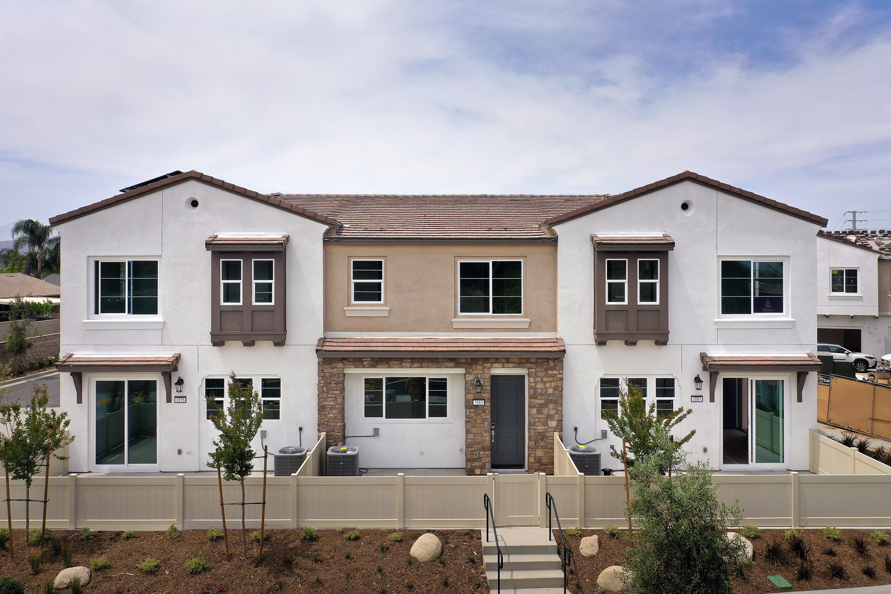 A large white house.