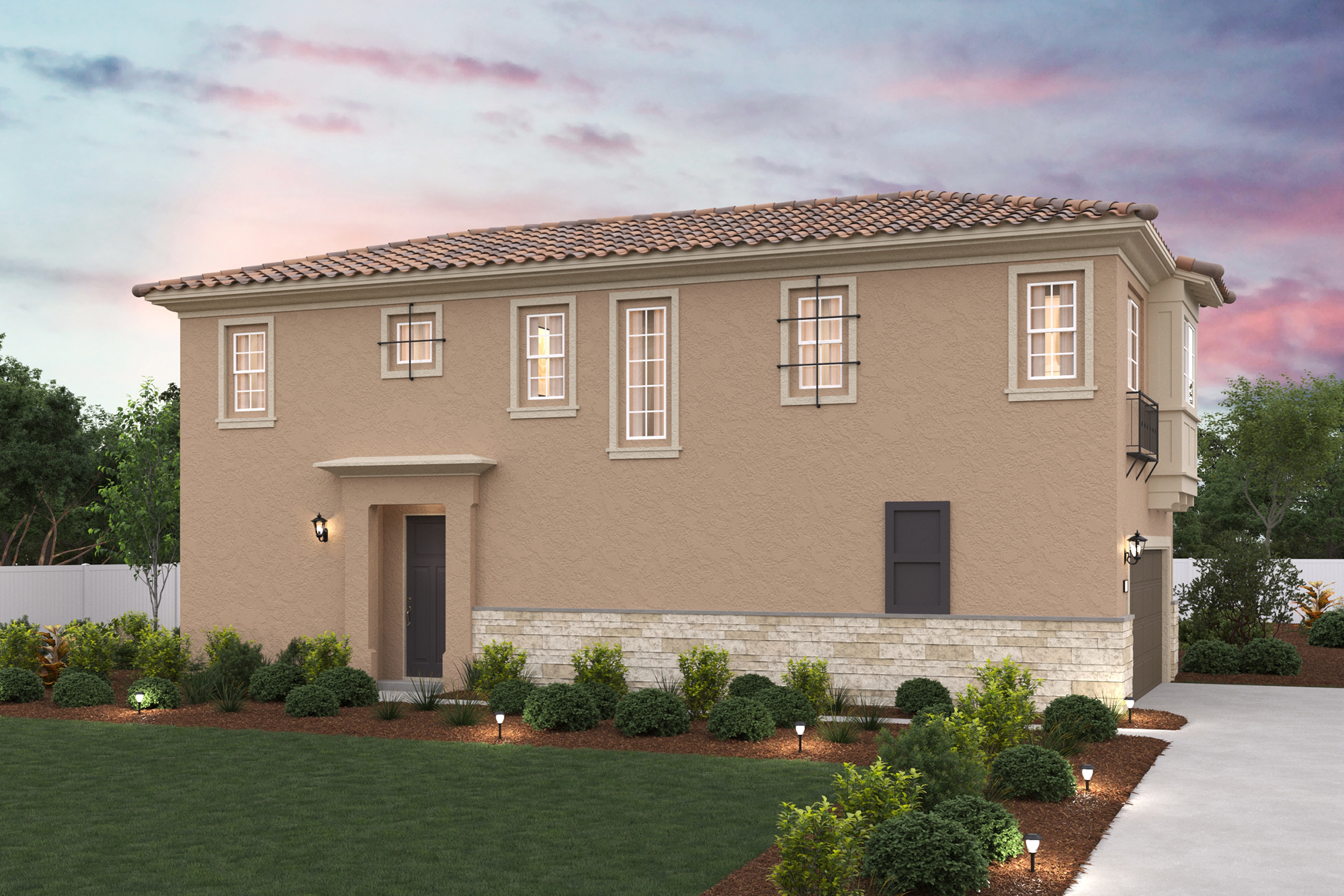 A house with a lawn and trees.