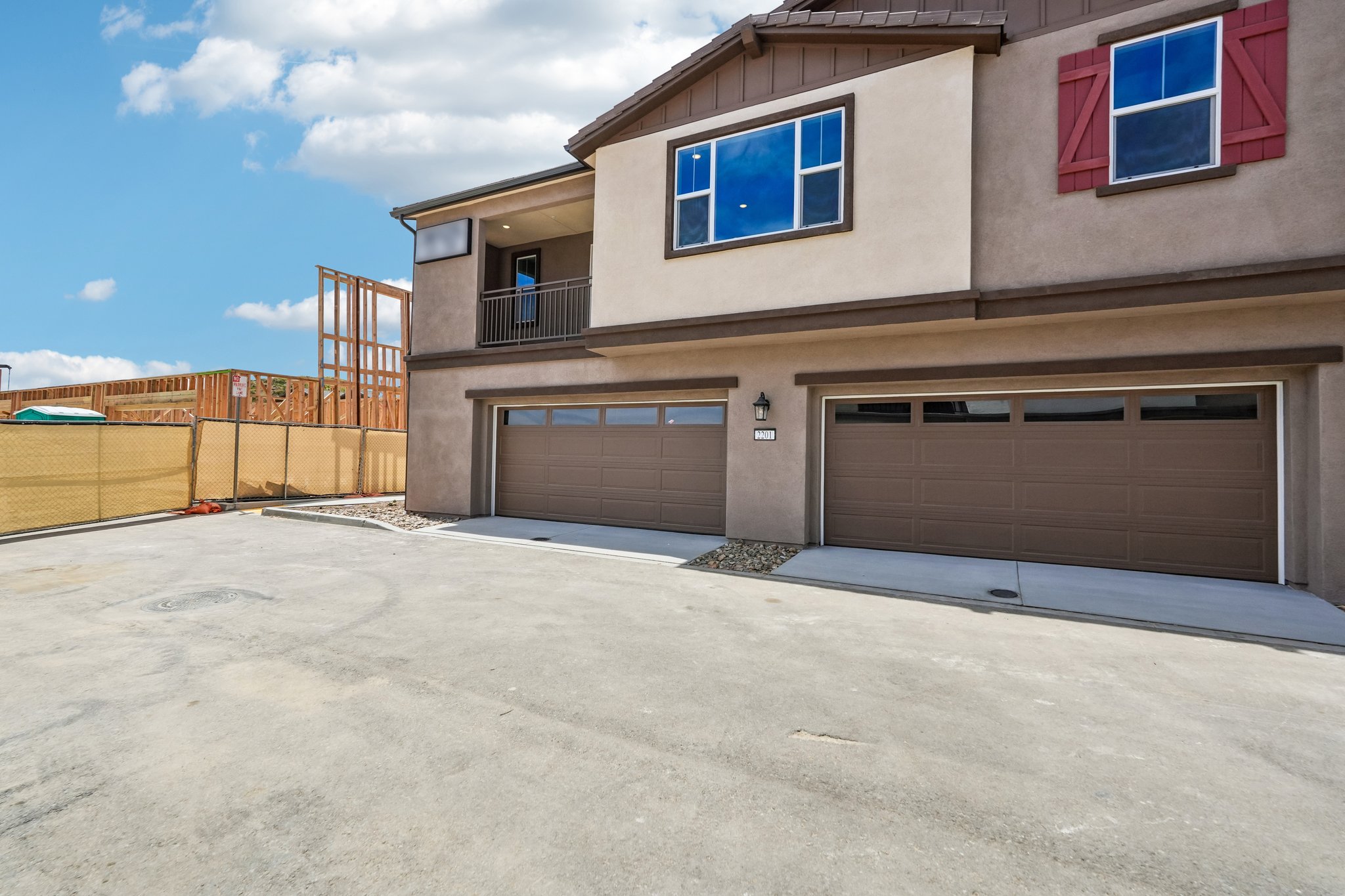 A building with a garage.