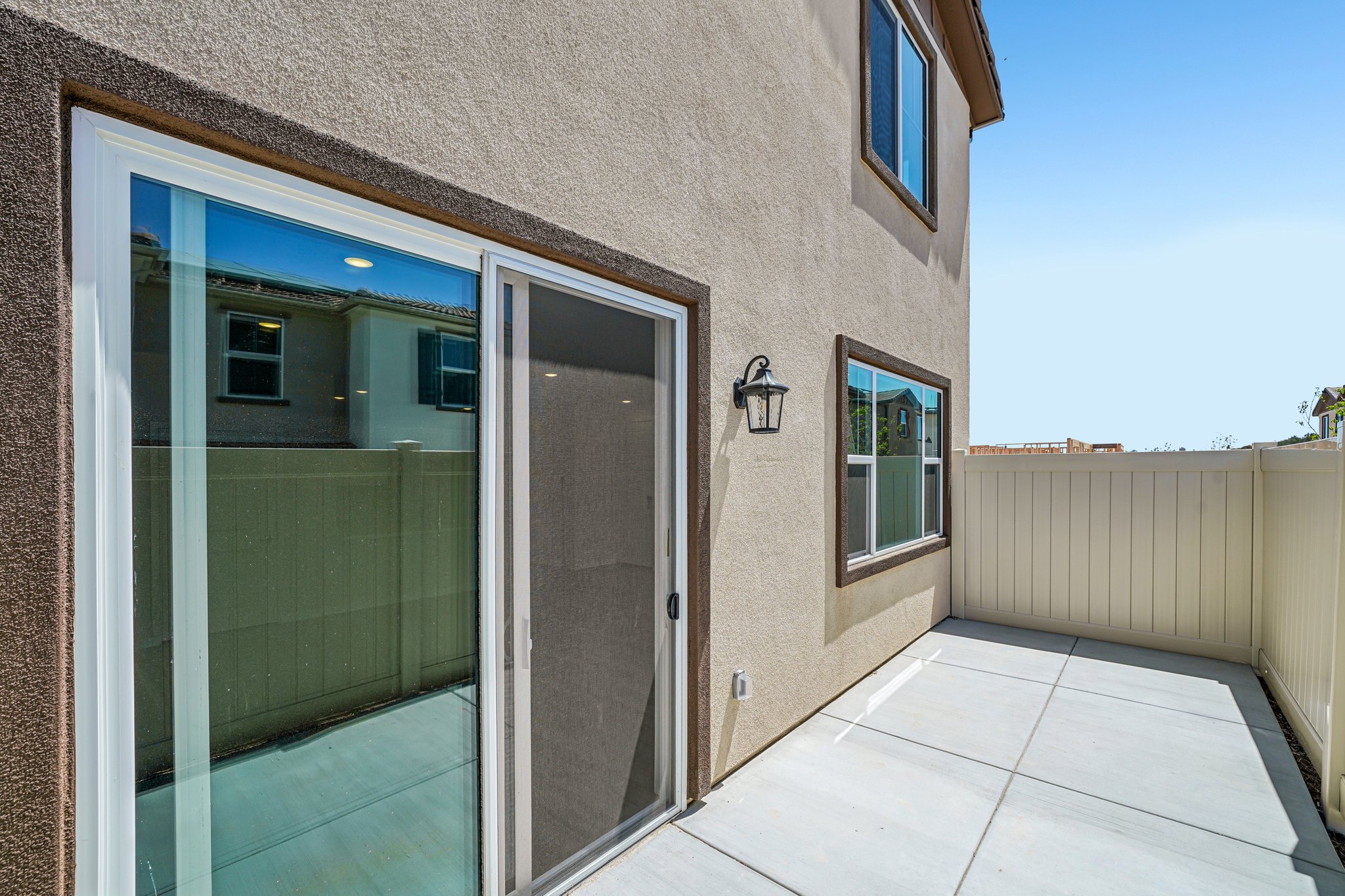 A house with a glass door.