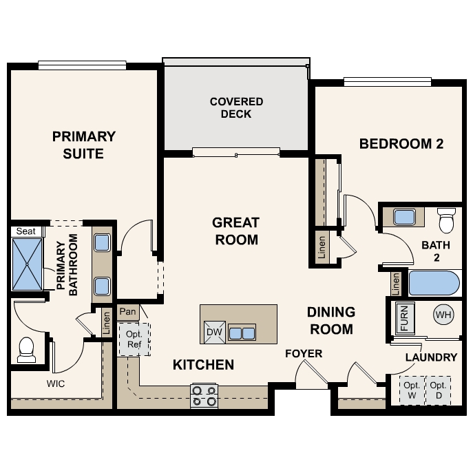Diagram, engineering drawing. Unit 2B Floorplan, Main Level