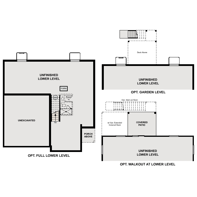 Diagram, engineering drawing. Powell Floorplan, Basement Options