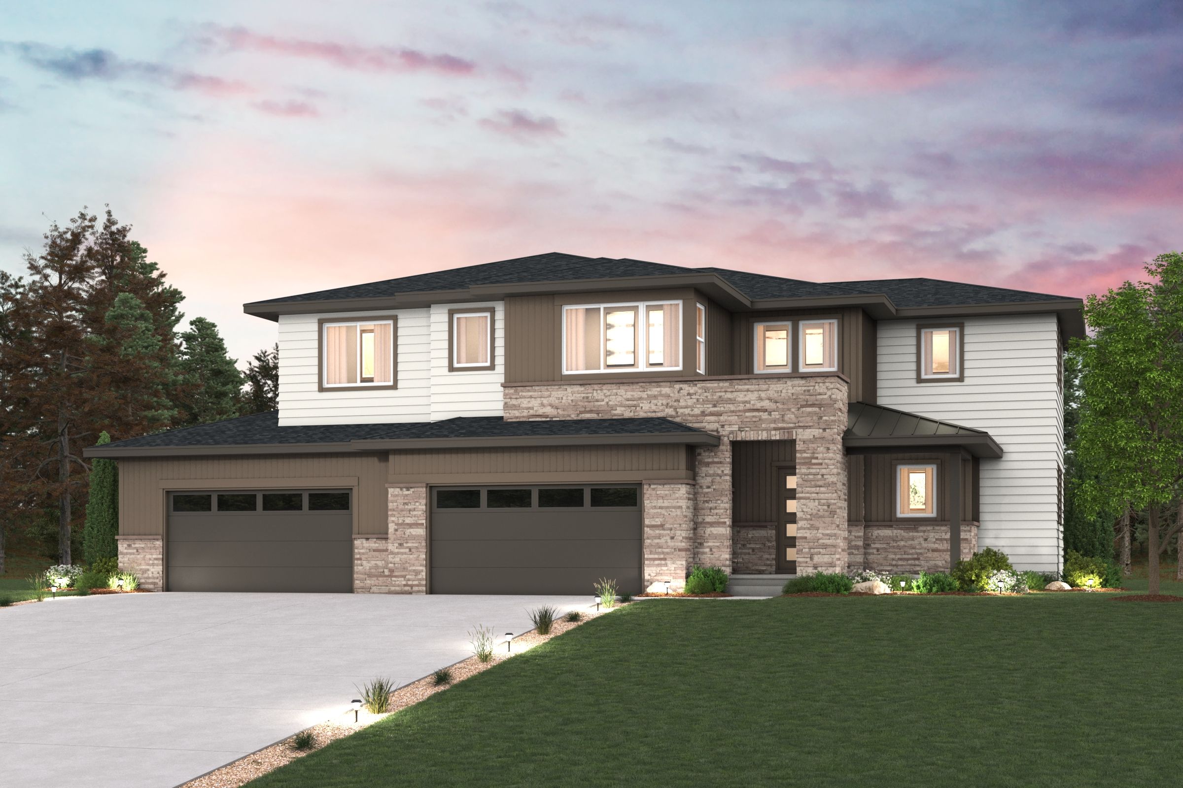 A house with a driveway.