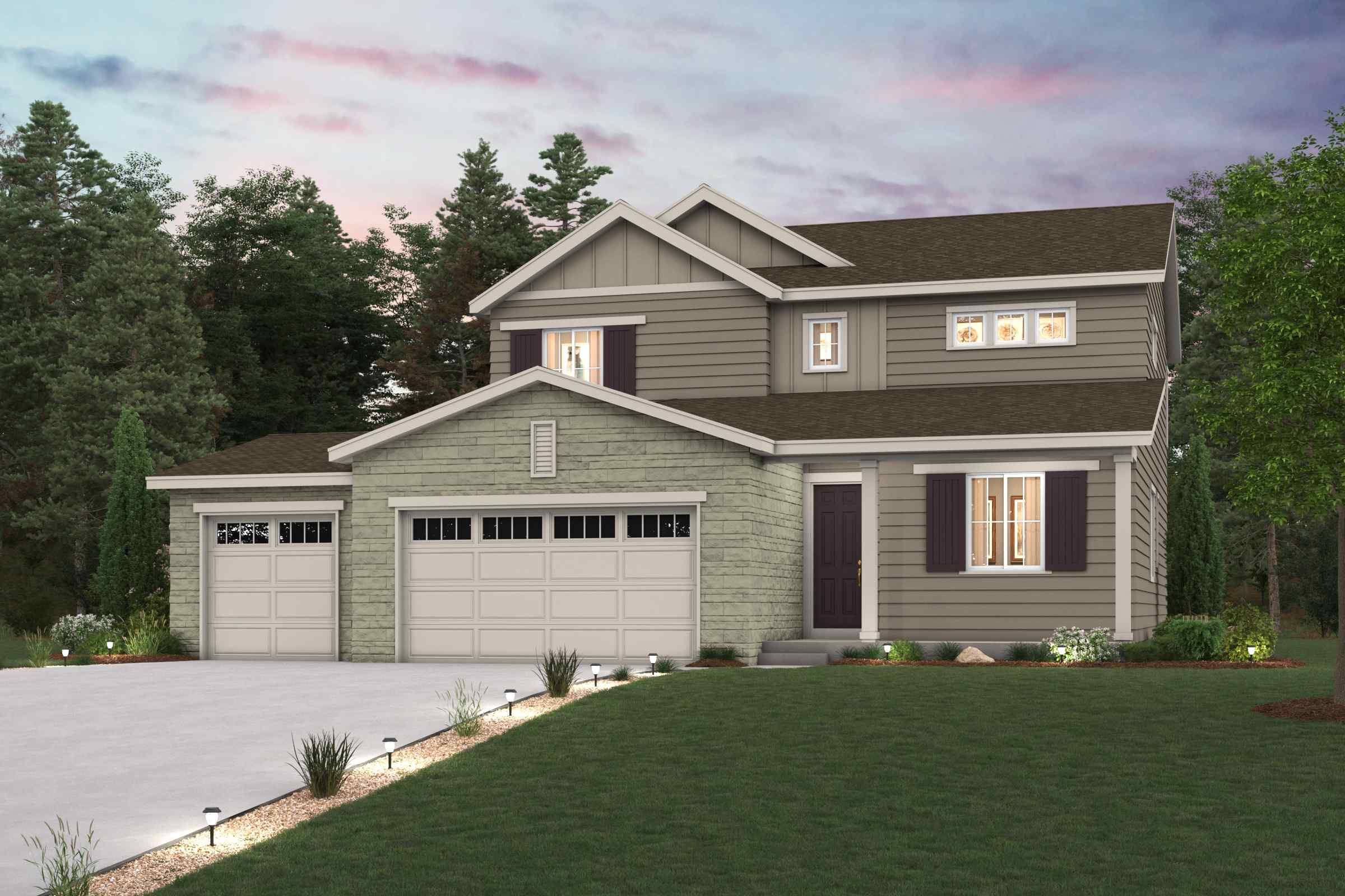 A house with a large front yard.