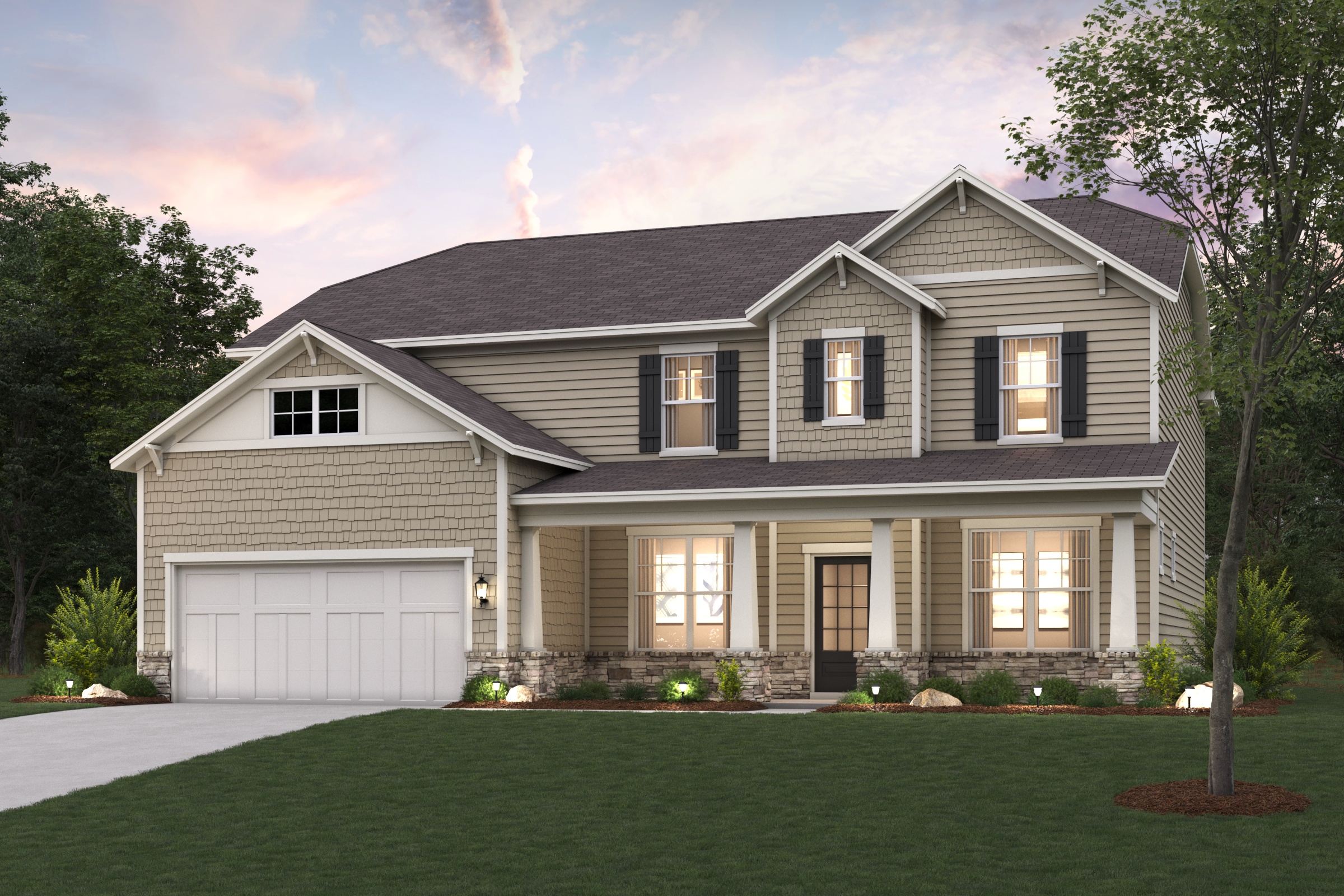 A house with a large front yard.