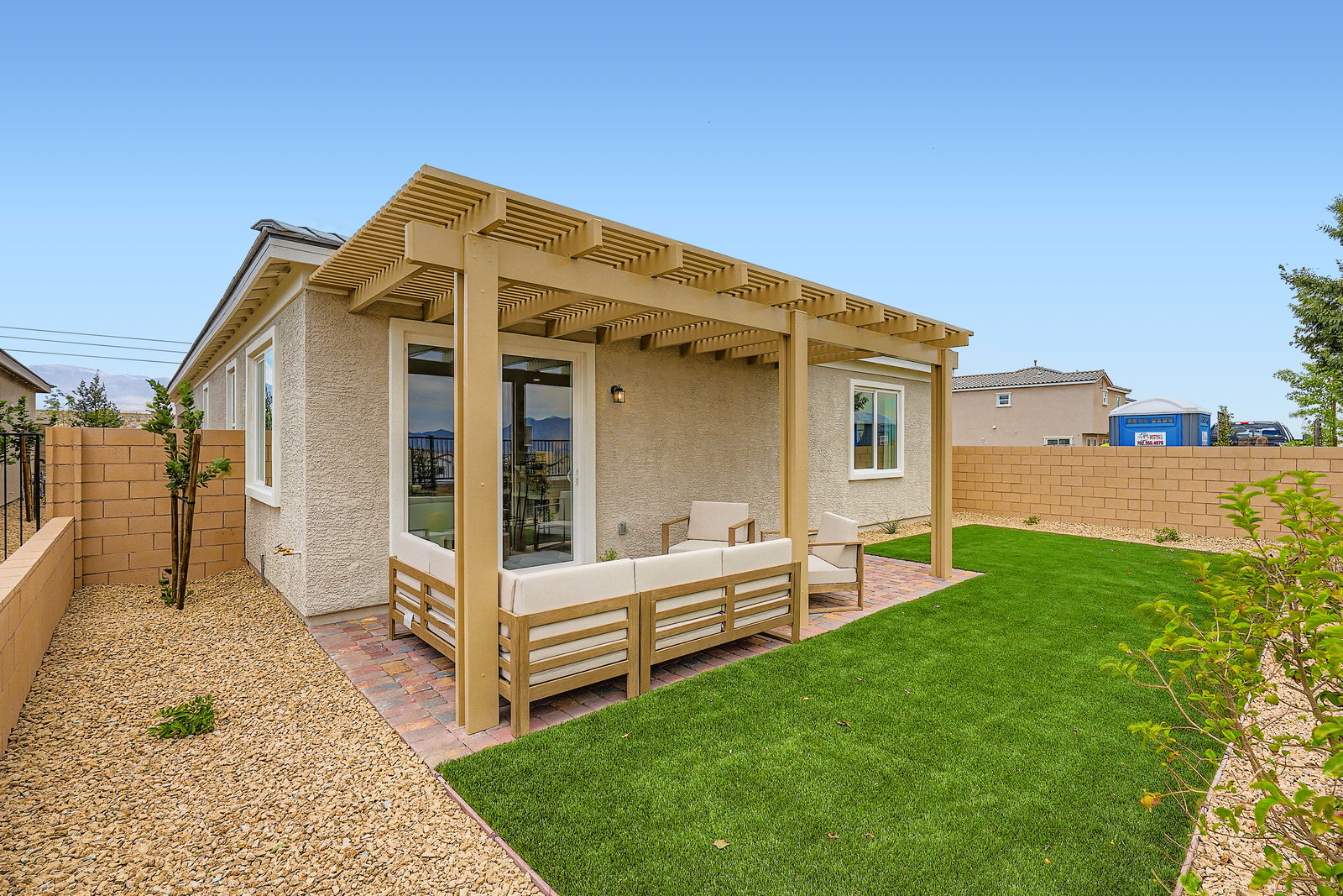 A house with a deck.