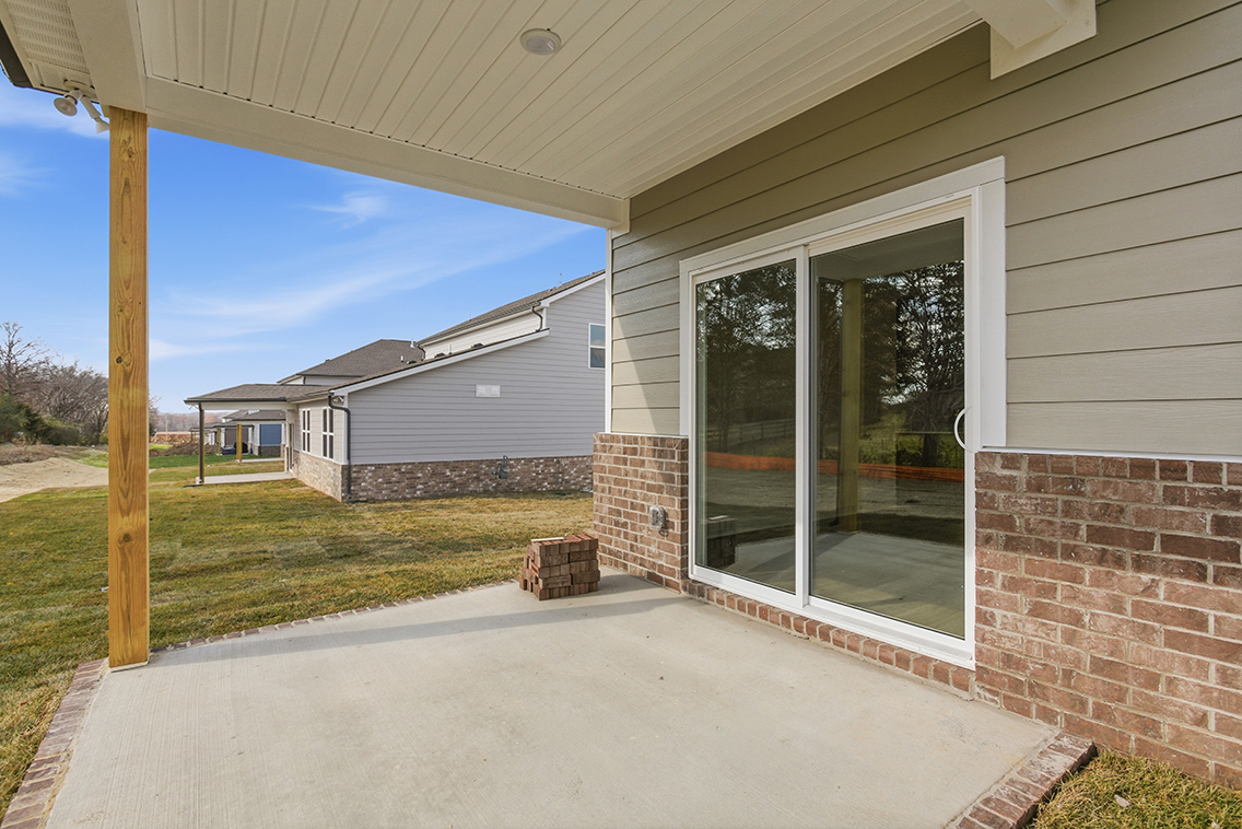 A house with a glass door.