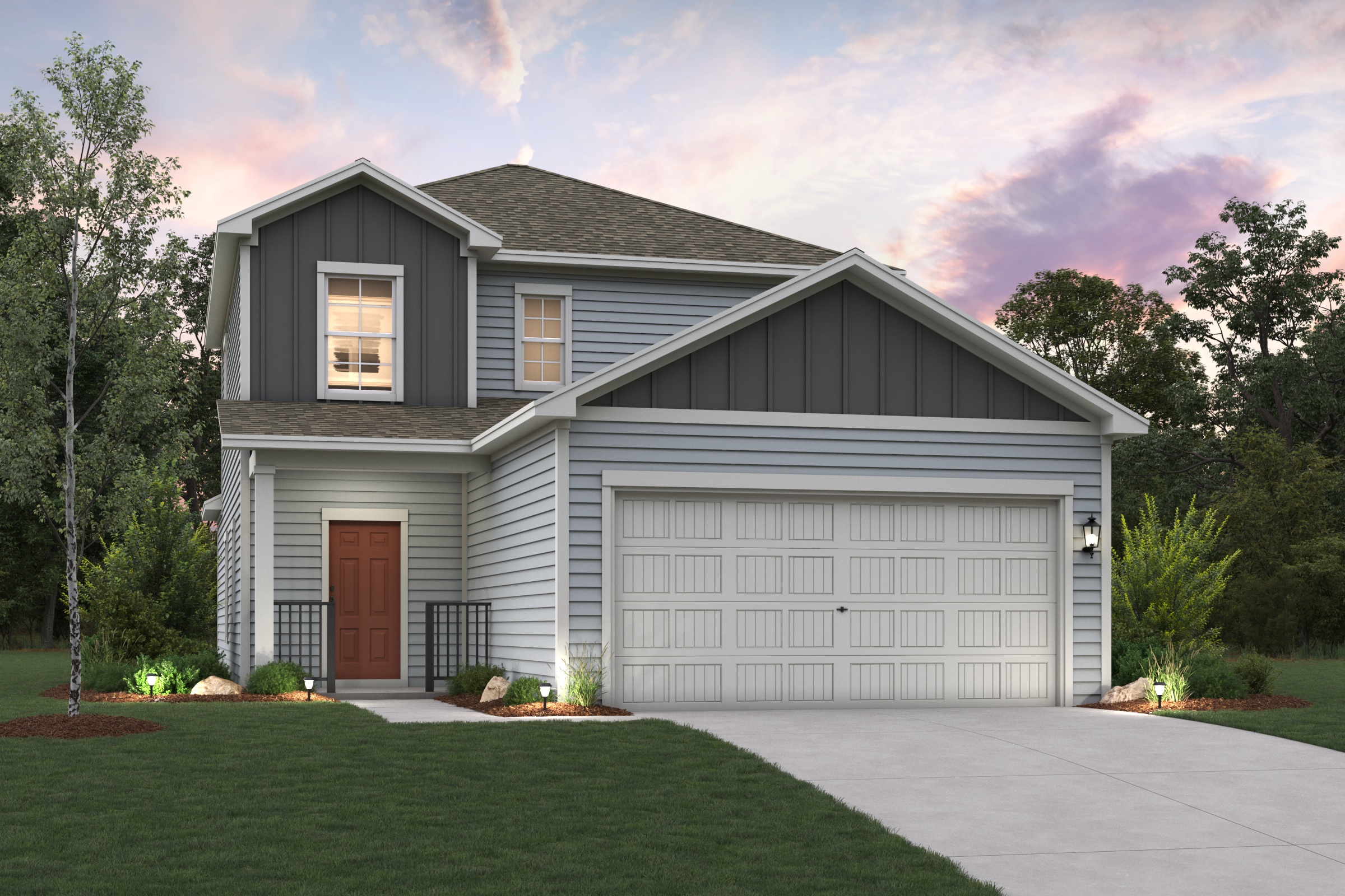 A house with a garage.