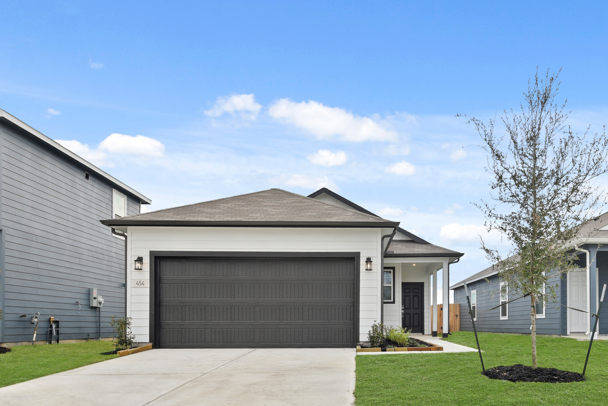 A house with a garage.