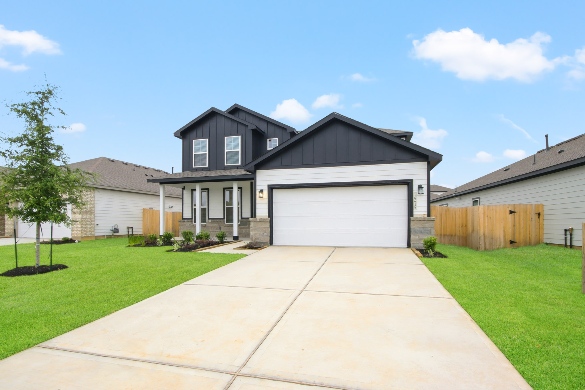 A house with a driveway.