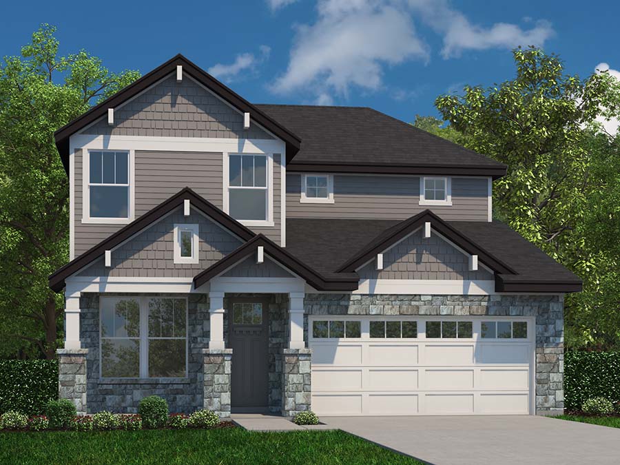 A house with a garage.