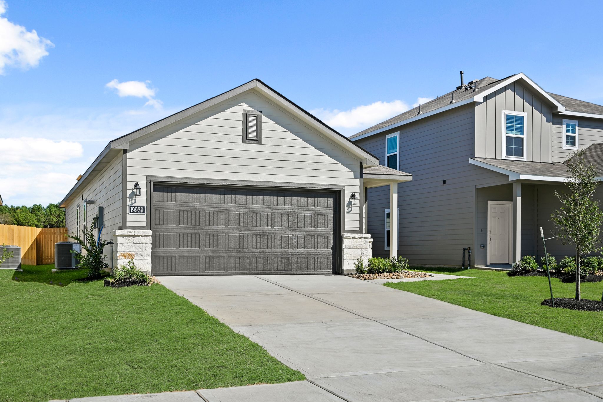 A house with a garage.