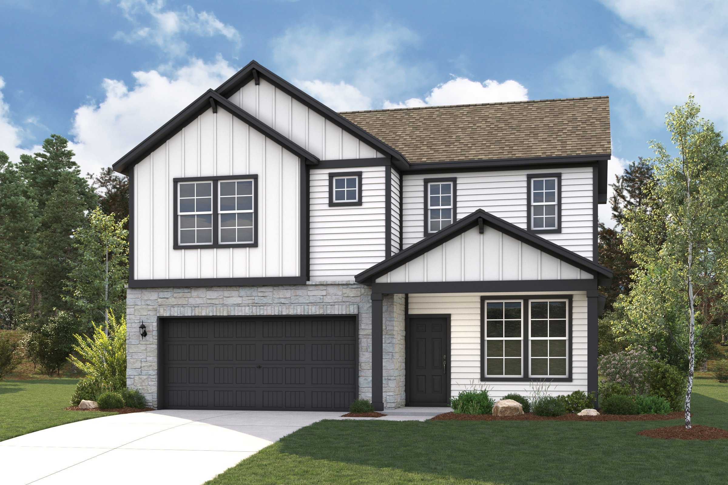 A house with a garage.