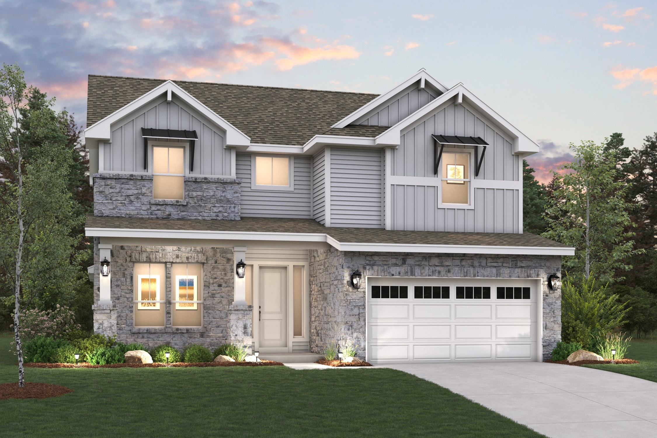 A house with a garage.