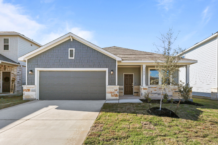 A house with a garage.