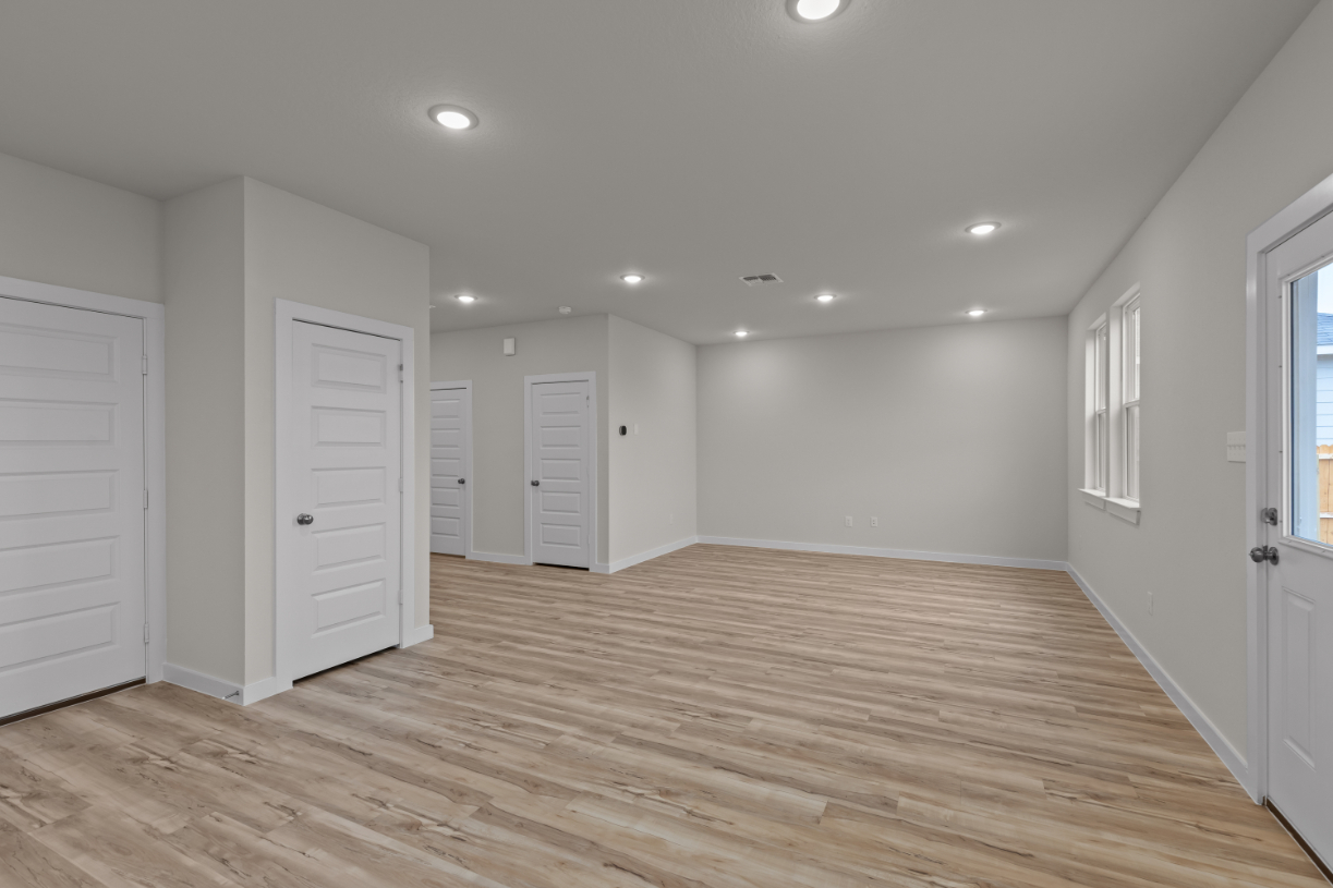 A room with white doors.