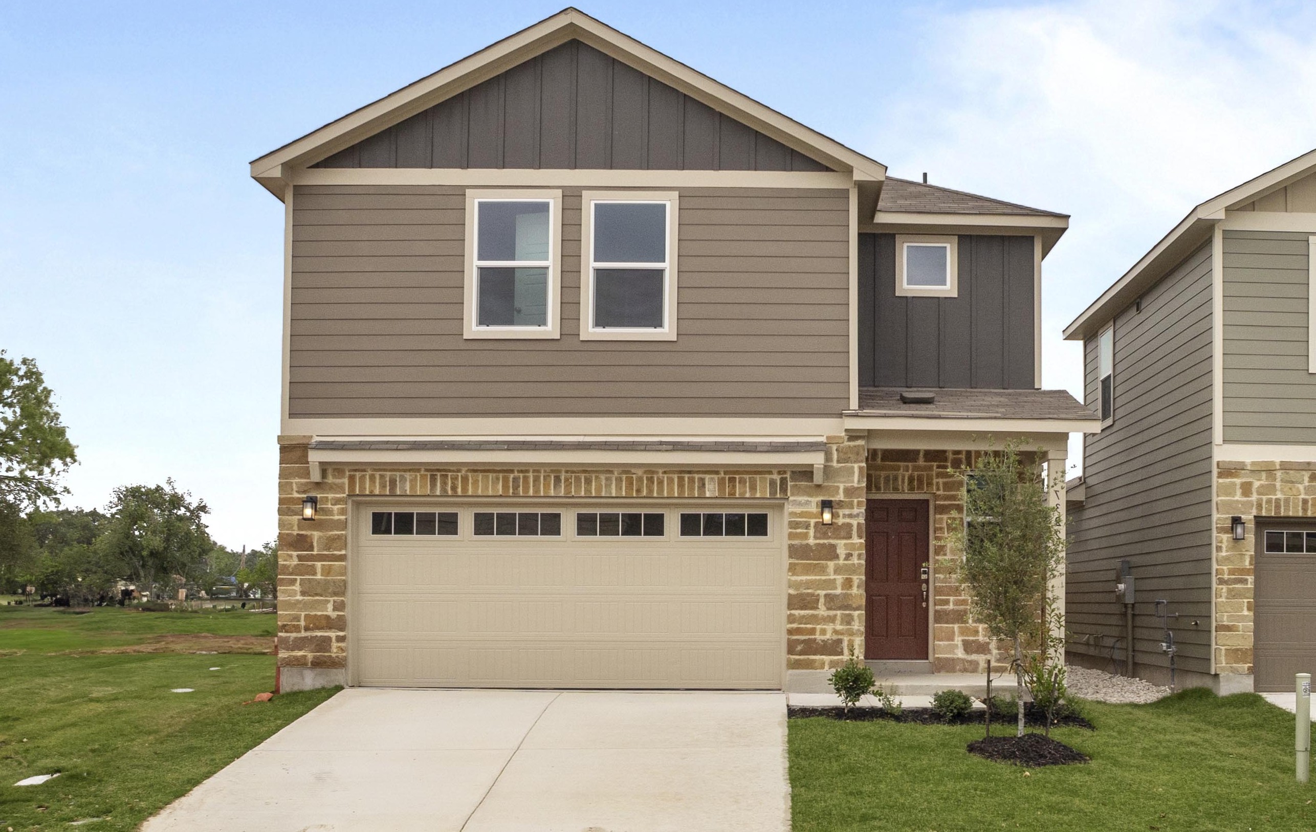 A house with a garage.