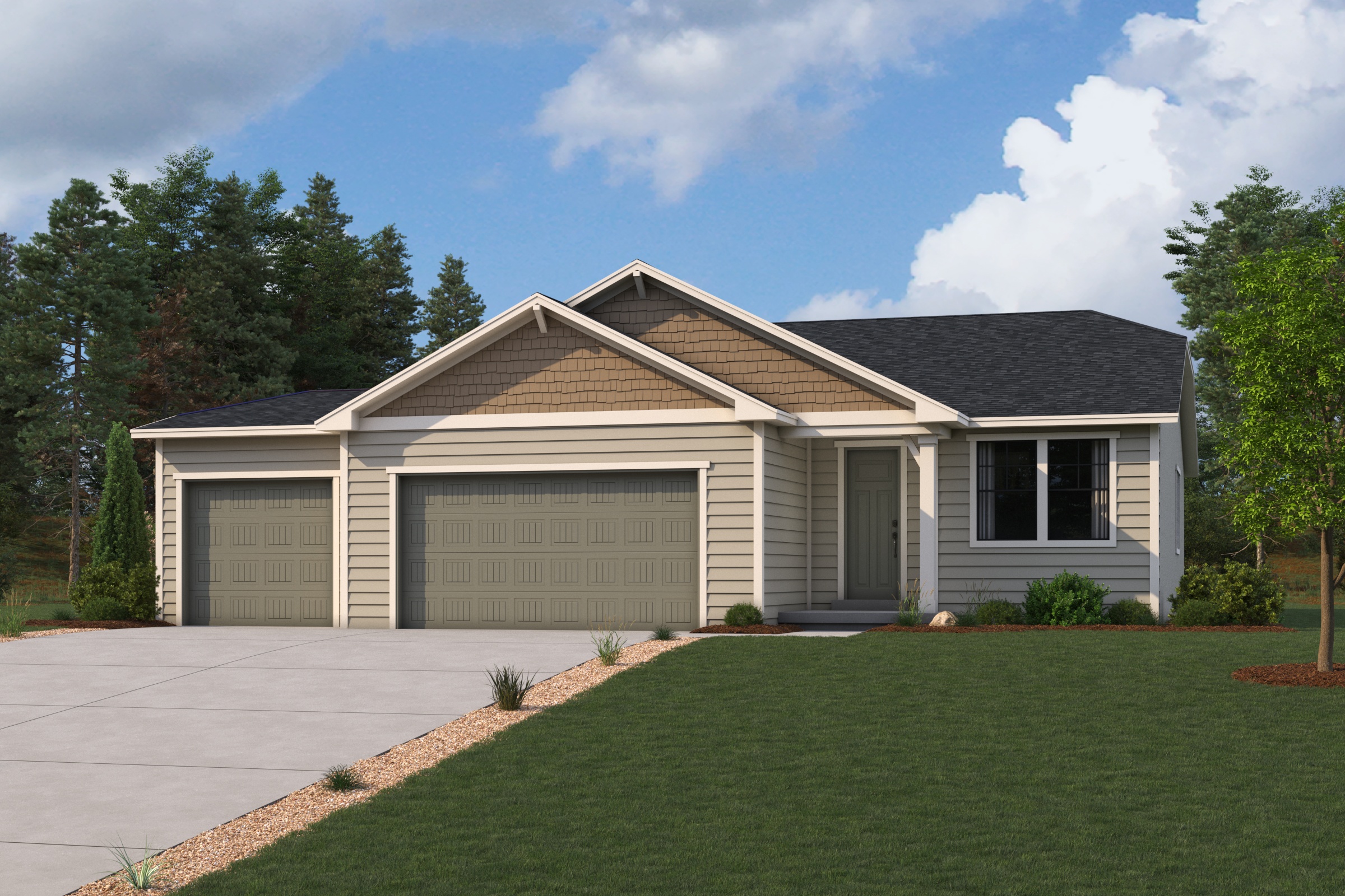 A house with a garage.