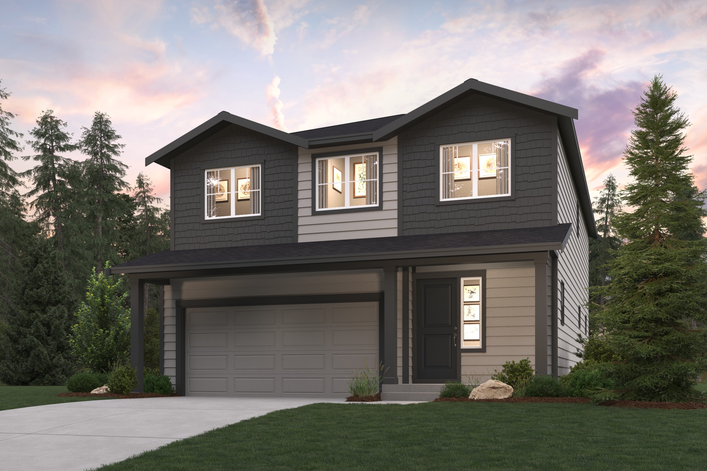 A house with a garage.