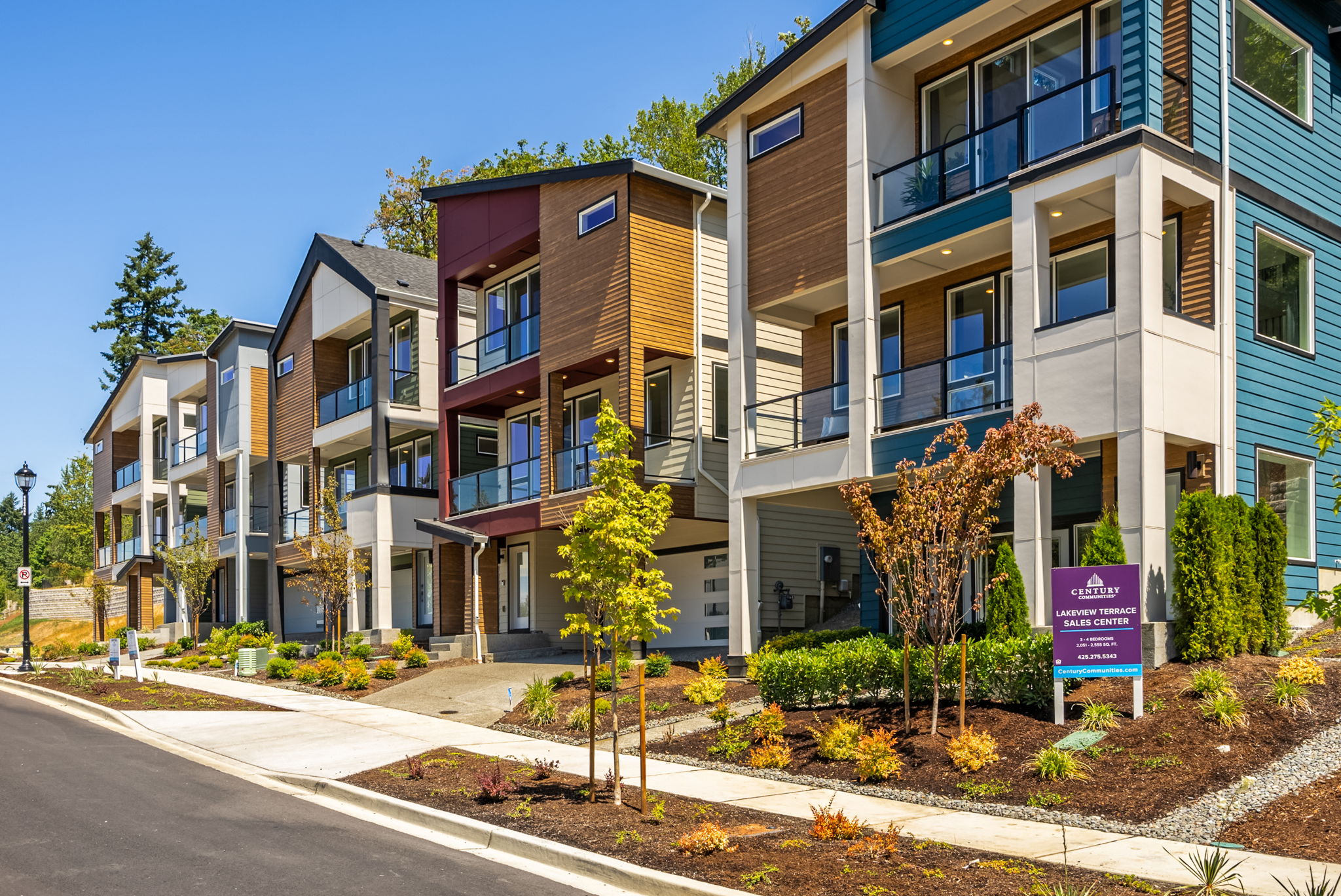 A row of multi-story buildings.