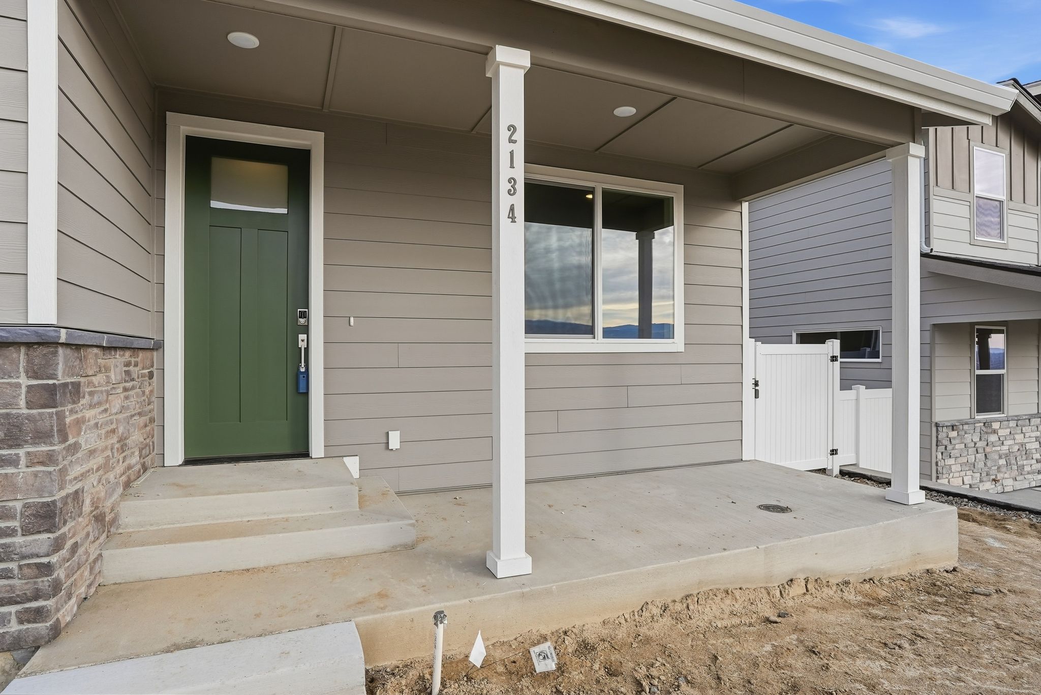 A house with a green door.