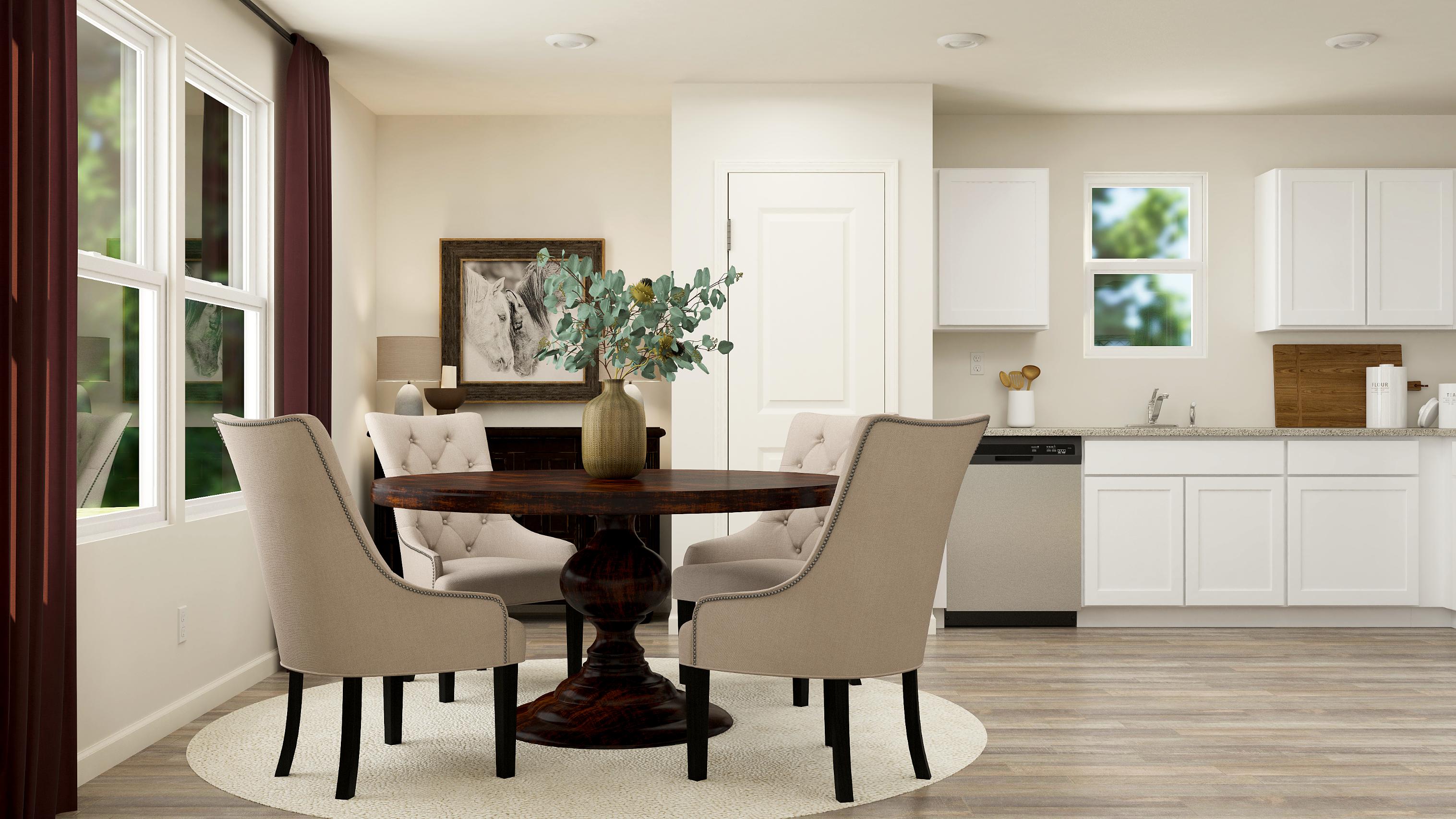 A dining room table and chairs.