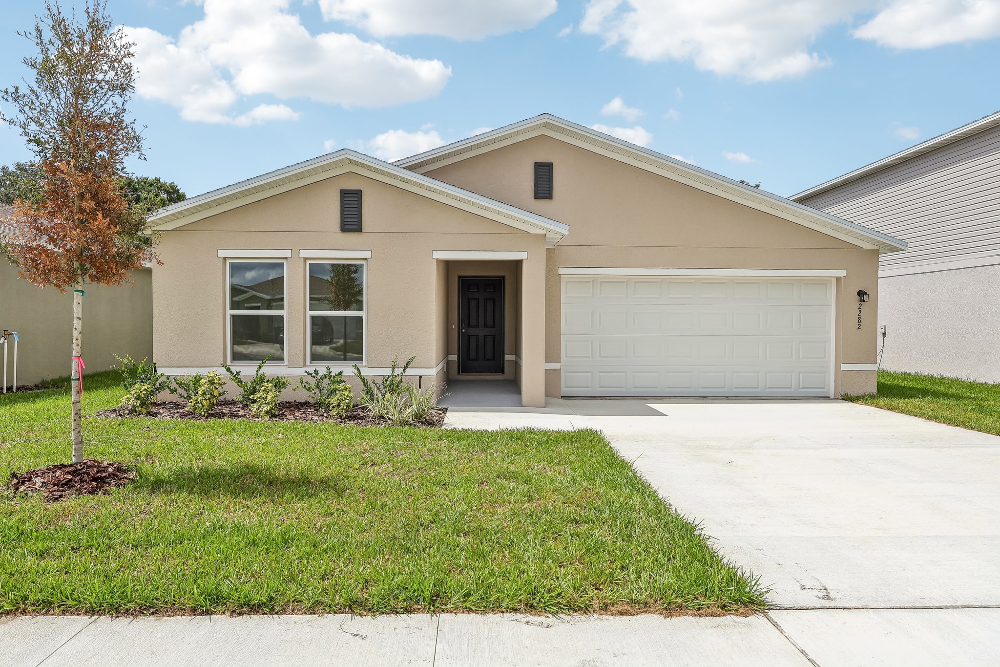 A house with a garage.