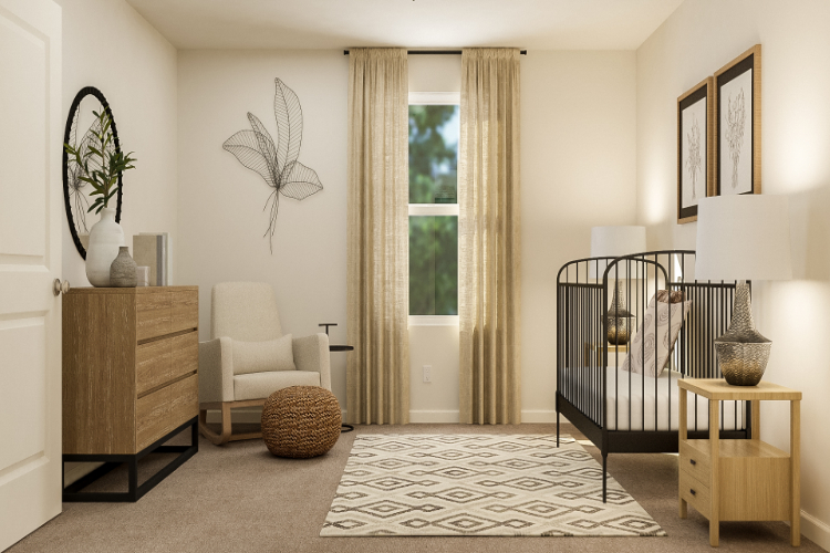 A room with a bed and a chair.