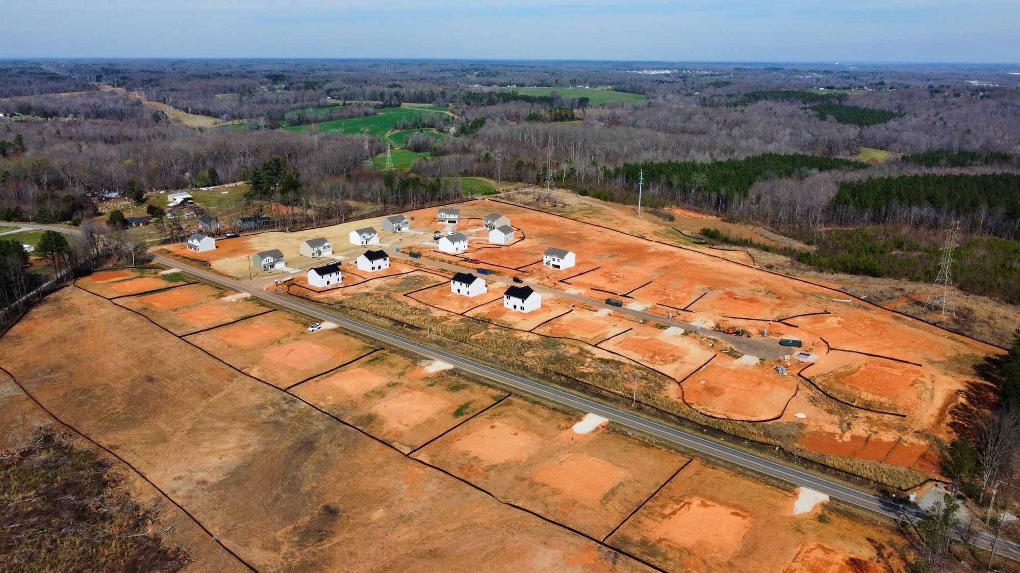 A large area with many buildings.
