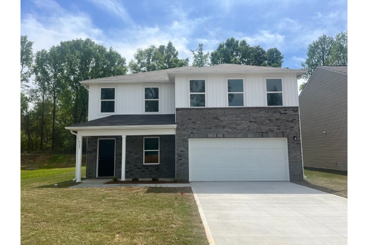 A house with a garage.